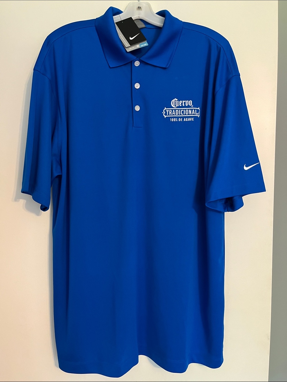 NWT Nike Golf Royal Blue Men's Polo with Cuervo Tradicional Logo XL